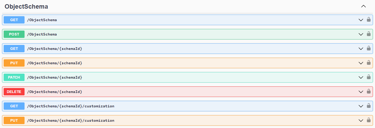 REST API Endpoints to manage Object Schemas
