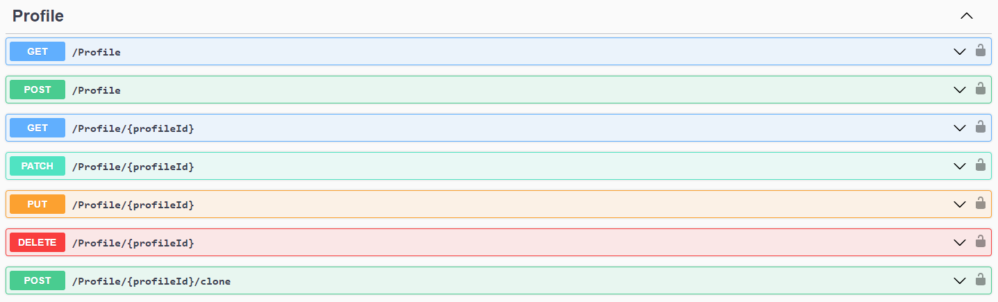 REST API Endpoints to manage Profiles