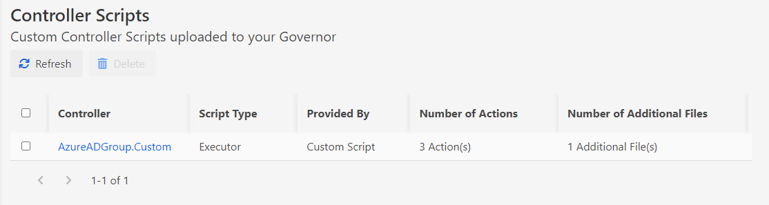 Controller Scripts Page in Governor UI